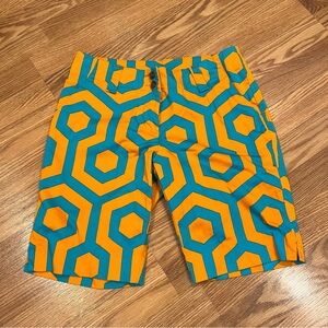 Loudmouth Golf Shorts women’s sz 4 orange, teal green geometric‎ print